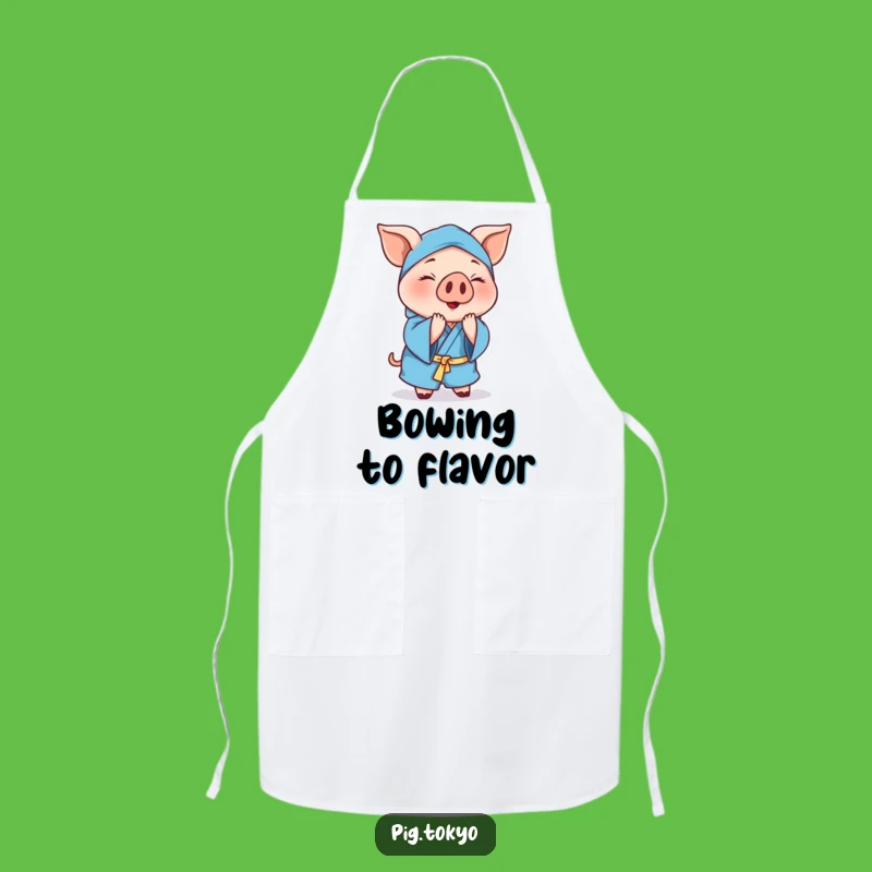 Funny Cheerful Pig Apron: Chef Swine Bow, Kitchen Etiquette Gift
