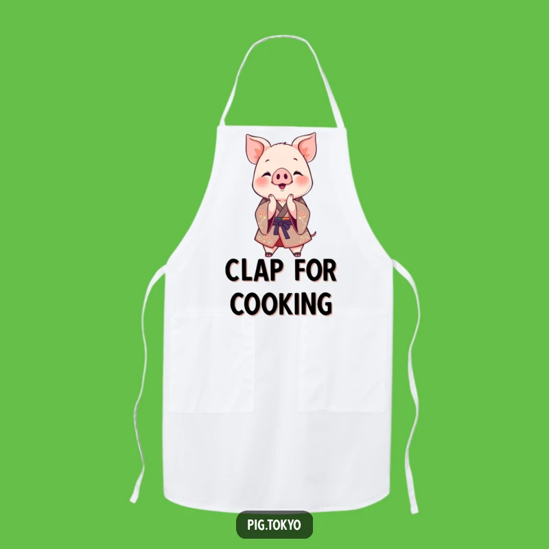 Funny Clapping Piglet Kimono Apron: Cook with Celebratory Flair!
