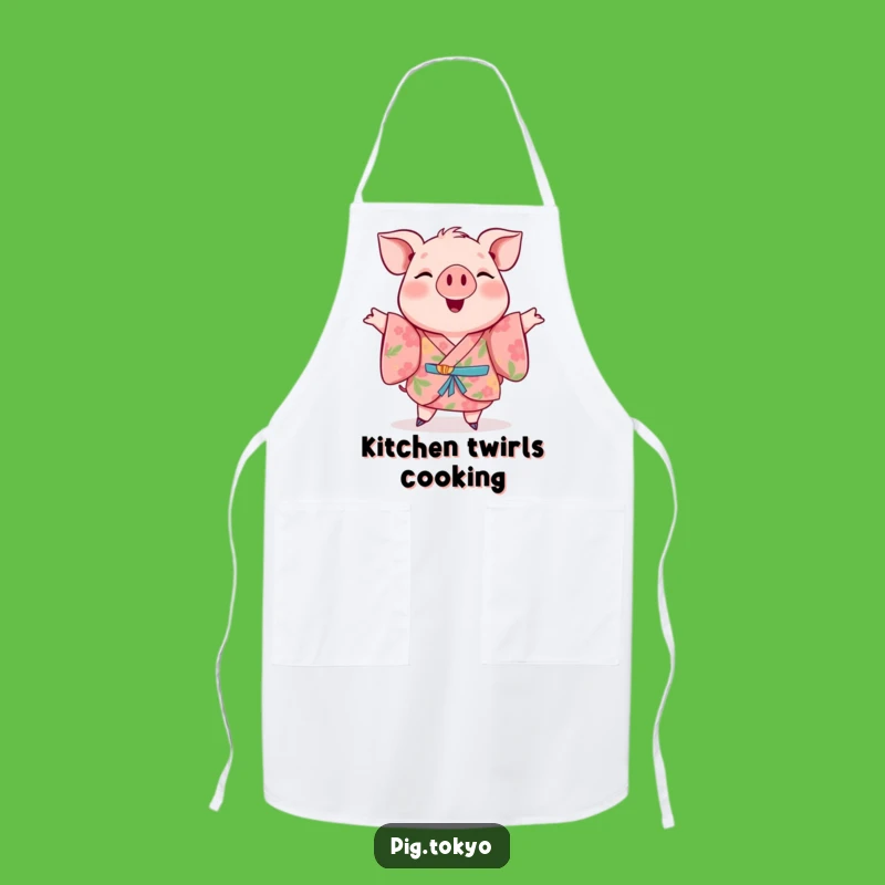 Funny Pig Floral Kimono Apron: Twirl into the Kitchen, A Hilarious Fun Gift!
