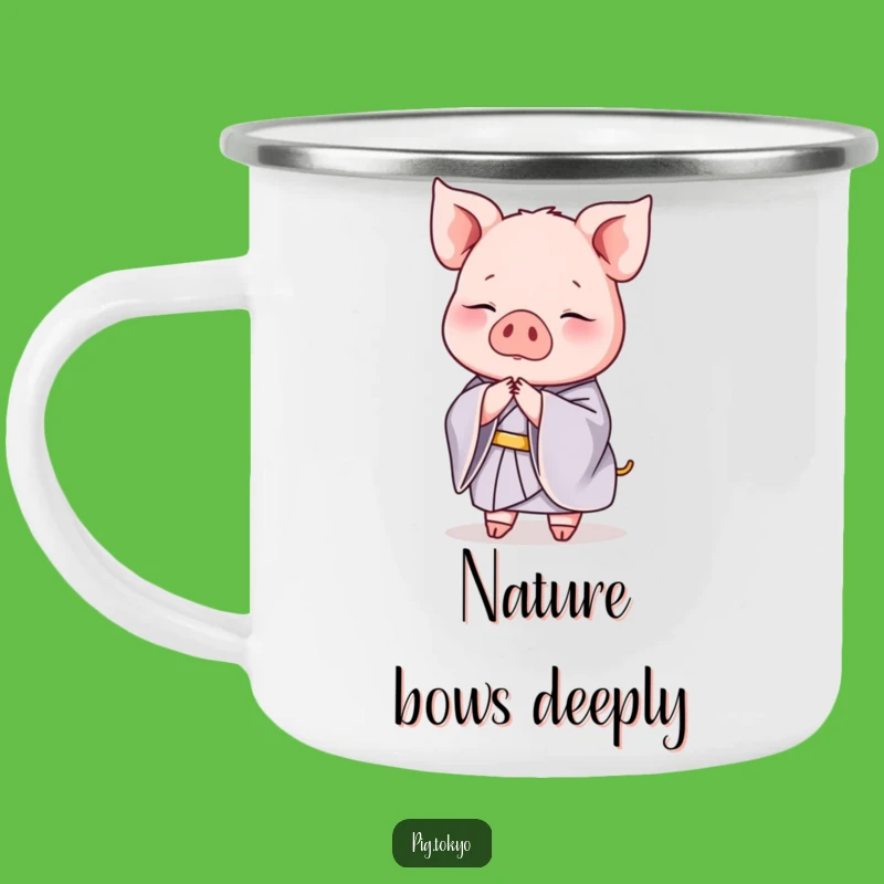 Funny Pig Kimono Camping Mug: Graceful Bow Adventure, Great Sophisticated Gift!