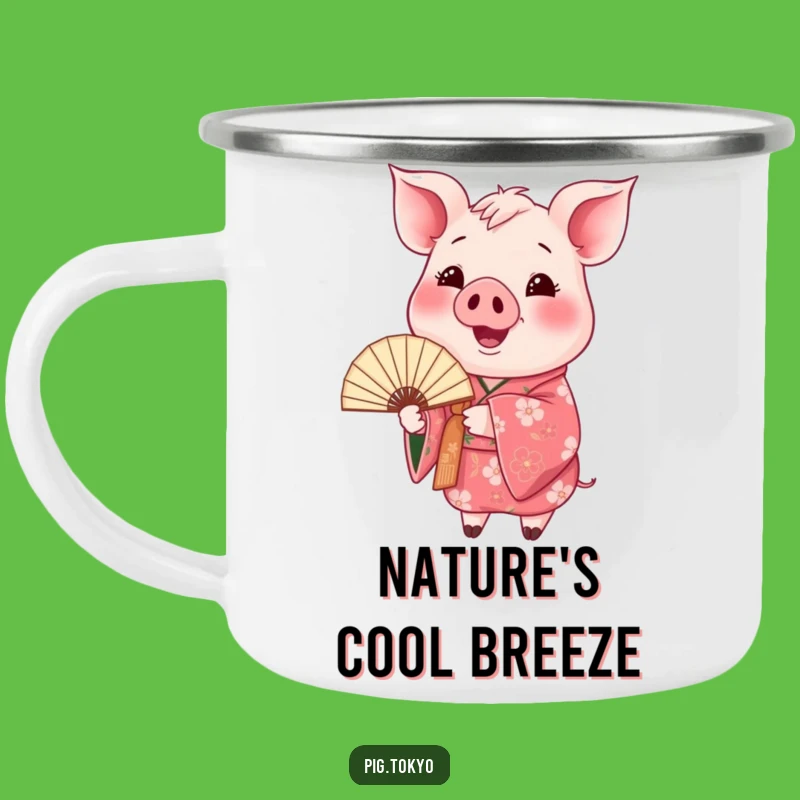 Funny Happy Pig Kimono Camping Mug: Outdoor Floral Swine, Artistic Gift