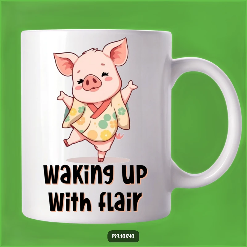 Funny Piglet Dancer Mug: Kimono Kick, Perfect Funny Gift