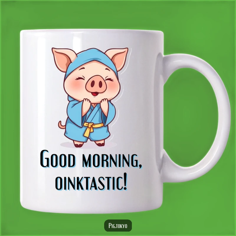 Funny Cheerful Pig Mug: Graceful Bowing Swine, Polite Gift Mug
