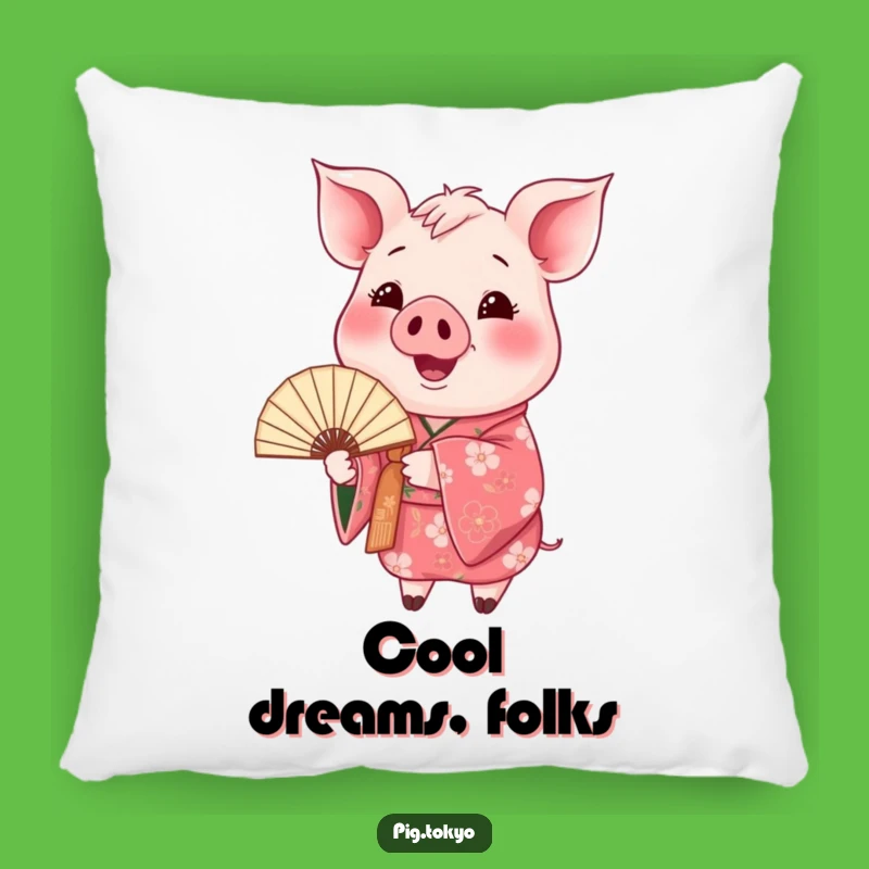 Funny Happy Pig Kimono Pillow: Cozy Floral Cushion, Artistic Comfort Gift