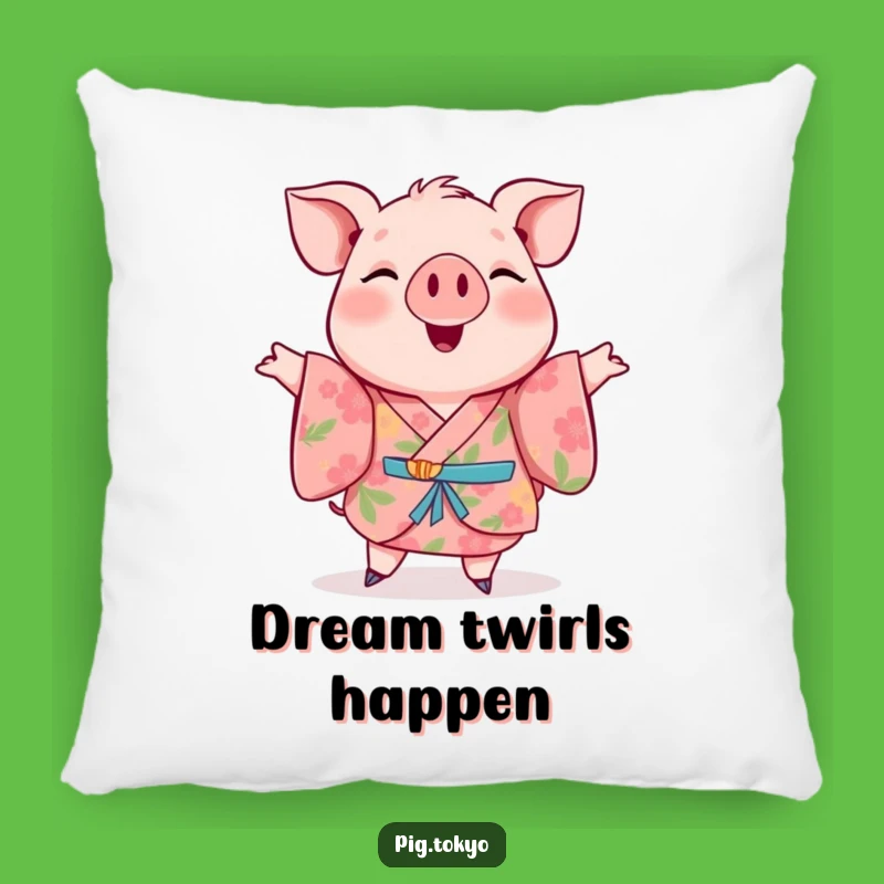 Funny Pig Floral Kimono Pillow: Plush Happy Twirl, The Ultimate Cozy Gift!