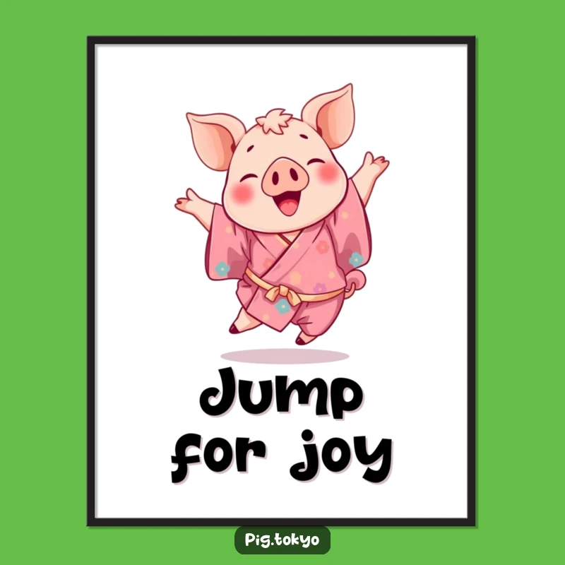 Funny Pig Kimono Digital Art: Instant Joyful Leap, Perfect Printable Gift!