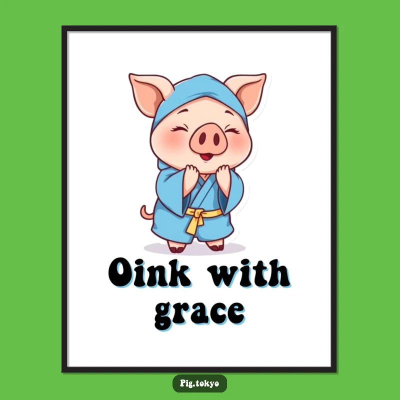 Funny Cheerful Pig Digital Print: Polite Swine Art, Instant Grace Decor