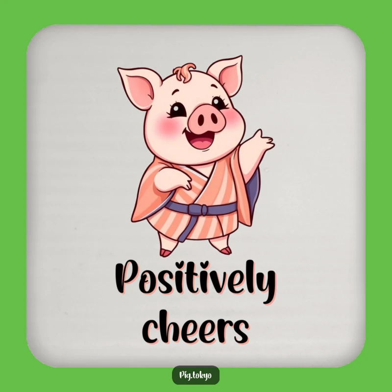 Funny Pig Striped Kimono Coaster: Protect Surfaces with Funny Poses, Unique Gift!