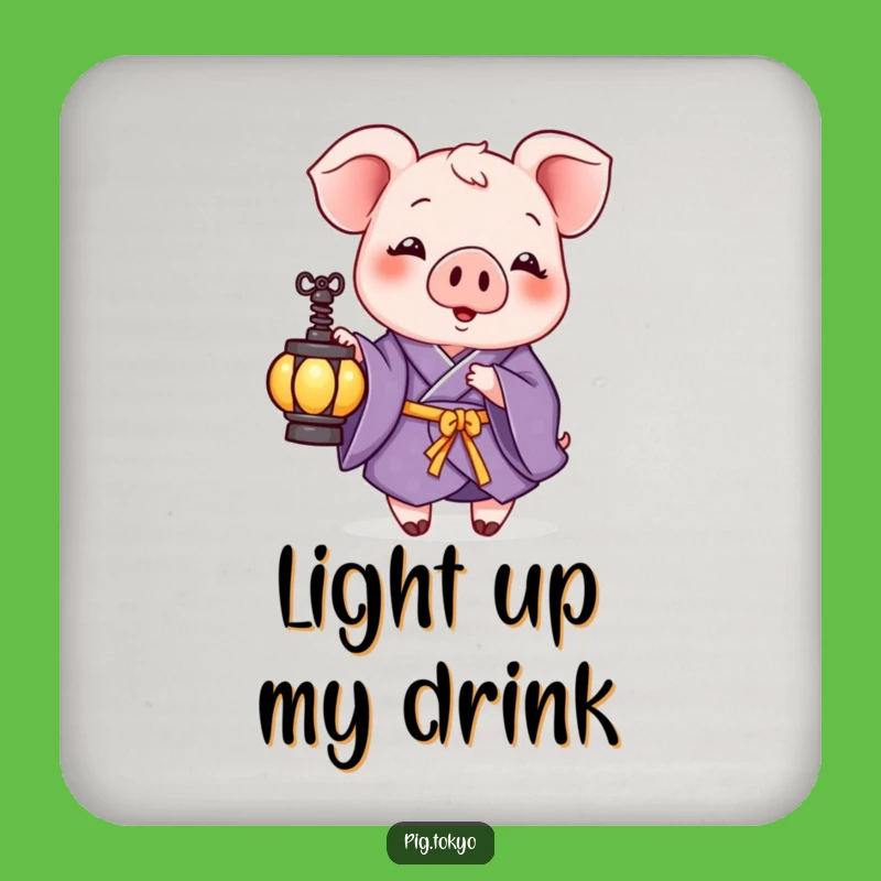 Funny Pig Purple Kimono Coaster - Protect Surfaces with Gentle Humor