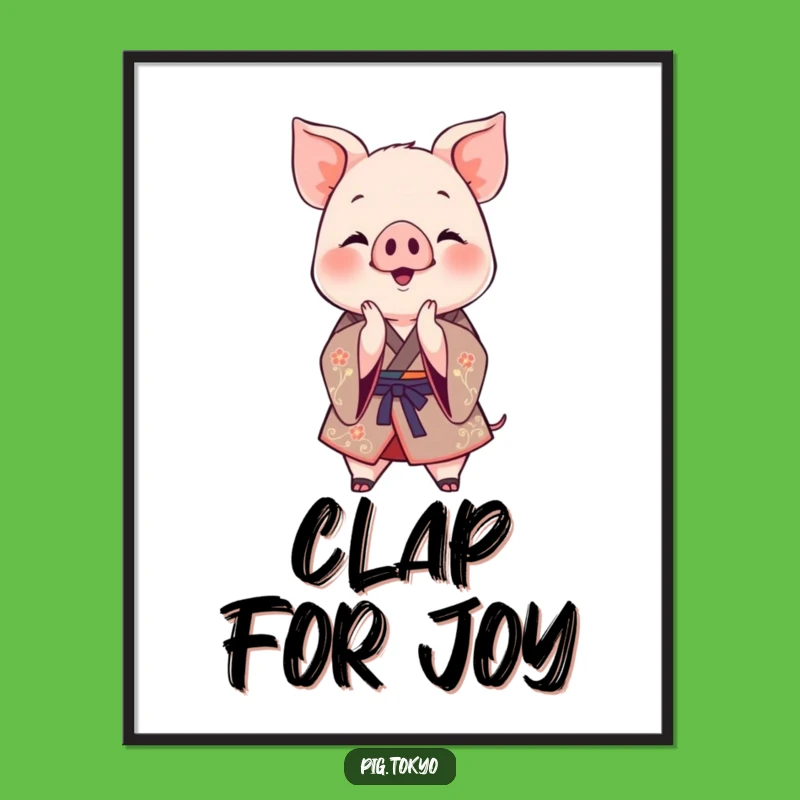 Funny Clapping Piglet Kimono Poster: Celebrate Your Walls with Laughter!