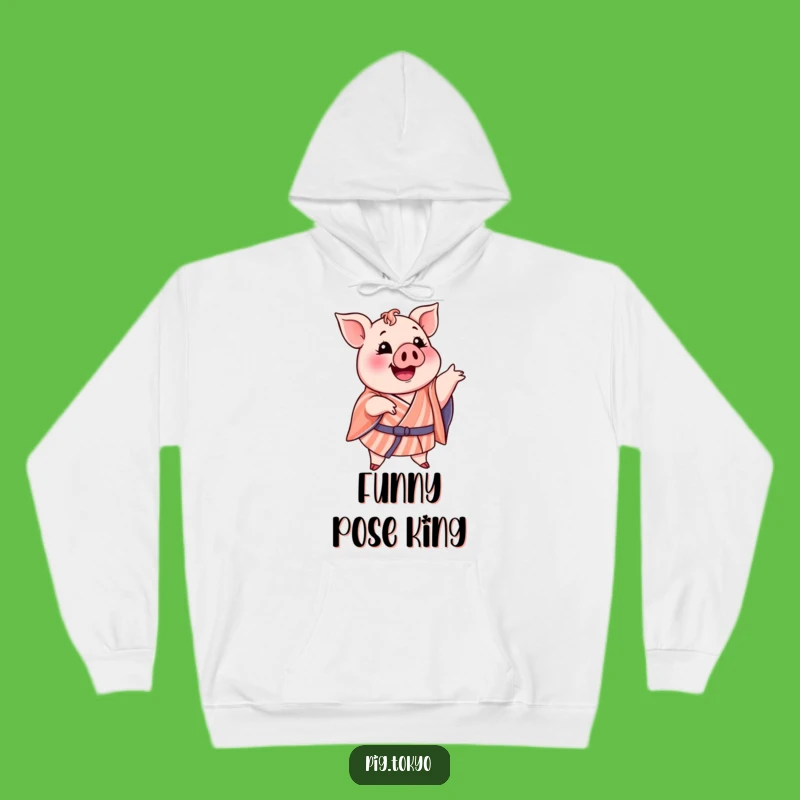 Cozy Funny Pig Striped Kimono Hoodie: Funny Pose Comfort, Ideal Gift for Humor!