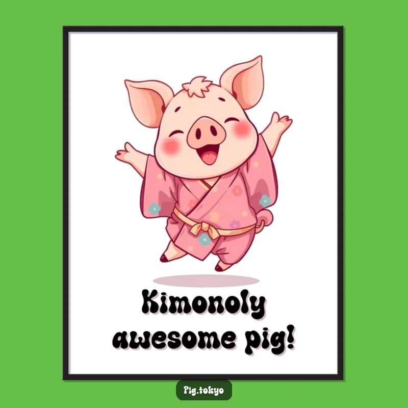 Free Printable Piggy Kimono Wall Art - Joyful Leap Dancer Downloadable Decor