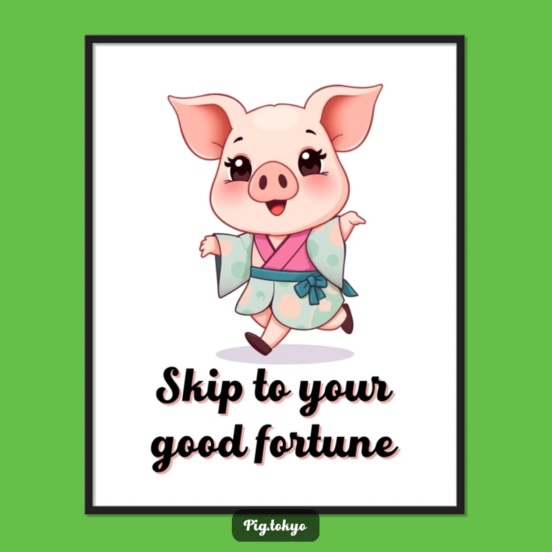 Free Printable Piglet Wall Art: Funny Kimono Skip Downloadable Decor