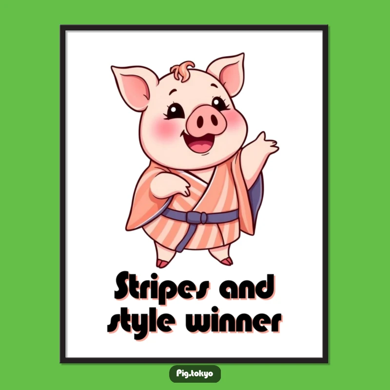 Free Printable Piggy Kimono Wall Art - Funny Pose Downloadable Decor