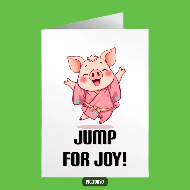 Free Printable Piggy Leap Congrats Card - Vibrant Kimono Dancer Downloadable Celebration