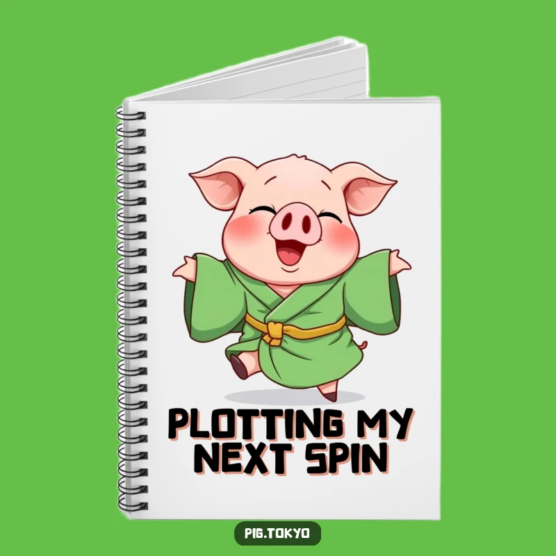 Funny Giggling Pig Green Robe Notebook - Jot Down Ideas with Hilarious Flair