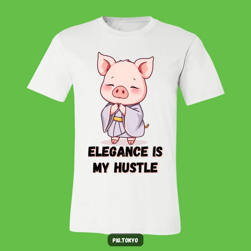 Funny Pig Kimono T-Shirt: Graceful Bow Pose, Great Gift for Poised Individuals!
