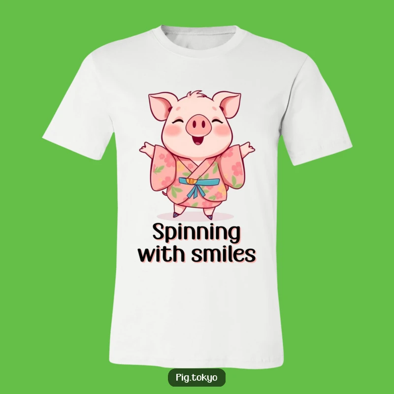 Funny Pig Floral Kimono T-Shirt: Happy Twirl Action, Great Gift for Fun Lovers!