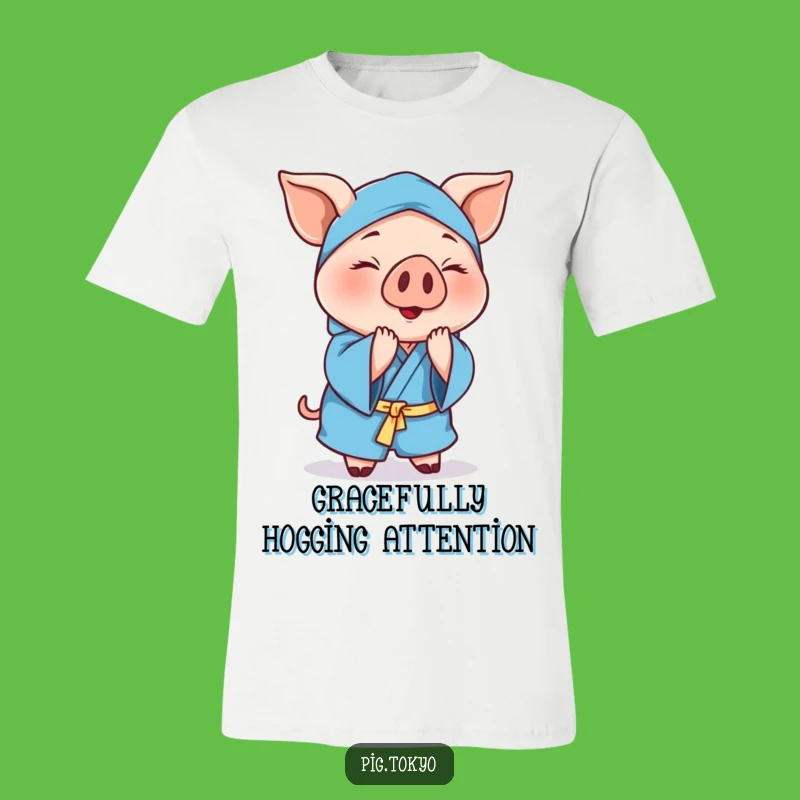 Funny Cheerful Pig T-Shirt: Graceful Swine Bow, Humorous Tee Gift