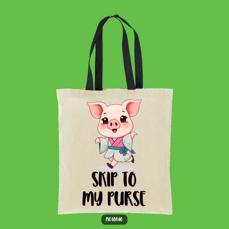 Funny Piglet Kimono Skip Tote Bag: Carry Your Fun Everywhere!