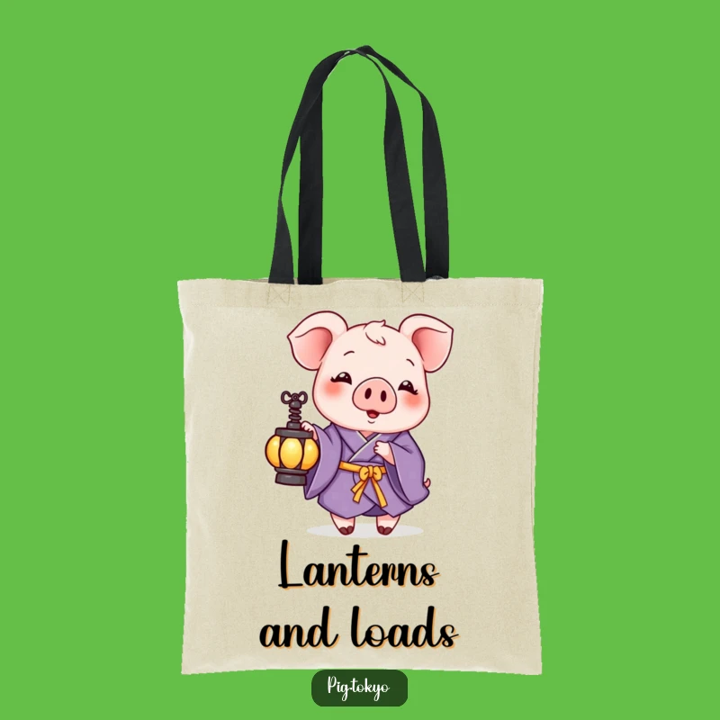 Funny Pig Purple Kimono Tote Bag - Carry Light & Laughter Everywhere